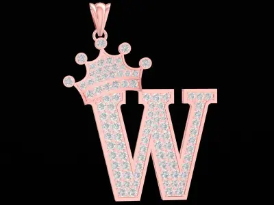 Luxury Diamond Letter W Pendant  3187 3D print model