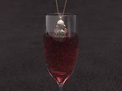 nacklace champagne glass with necklace Free 3D print model