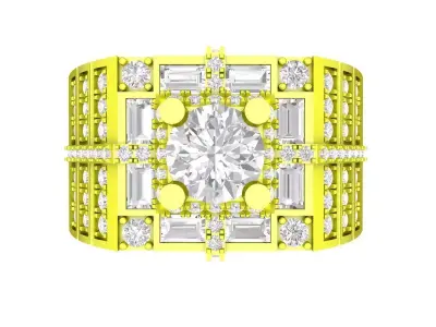 A7705 Korean Style Luxury Baguette Diamond Men Ring 3D print model