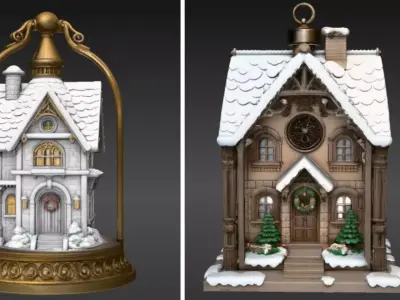 House Lantern Two Model Pack 3 Model Christmas  Print-Ready Low-poly 3D model