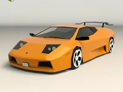 Low Poly Sports Car 02 Low-poly 3D model