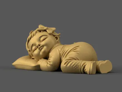 Cute Baby Doll Figurine STL for 3D Printing 3D print model