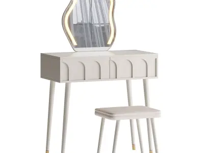 Ensemble coiffeuse avec tabouret et miroir Carmell 3D model