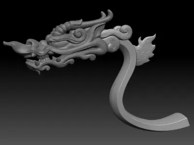  dragon head decorative crank handle decorative sculpture 3D print model