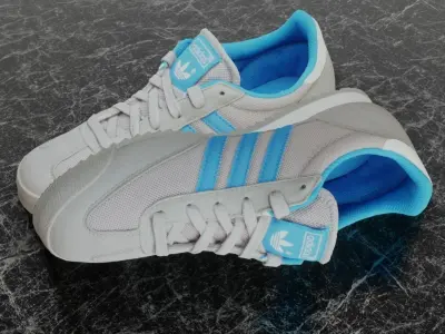 ADIDAS 3D SHOES - WHIE - TURQUOISE- DRAGON Low-poly 3D model