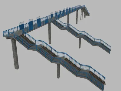 Bridge viaduct Low-poly 3D model