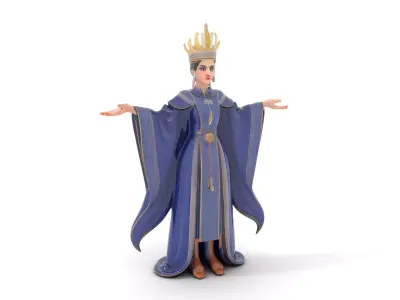Regal Queen Character Model in Royal Gown  Rigged and Animated Low-poly 3D model