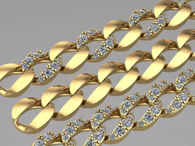 cuban chain with diamond STL 3D model