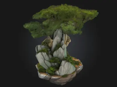 Serene Peaks  Majestic Tranquility in Stone and Sky 3D model