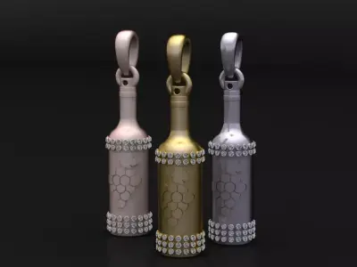 Diamond Wine Bottle Pendant 3D print model
