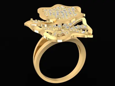 Luxury Flower Diamond Ring for Women 2610 3D print model