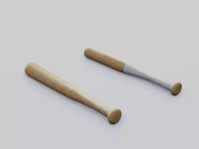 2 Wooden Baseball Bats Free low-poly 3D model