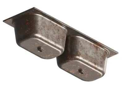 Rusty Double Bowl Kitchen Sink 3D model