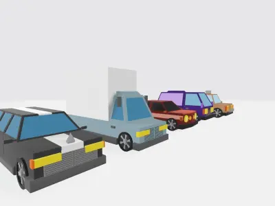 Low poly vehicle for Game wheels can spin Free low-poly 3D model