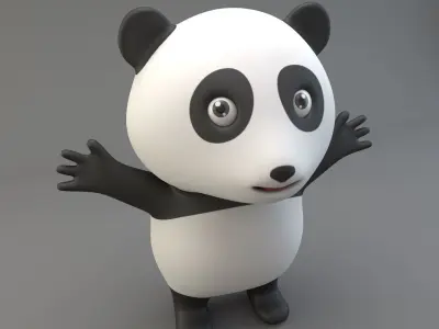 Cartoon Panda Low-poly 3D model