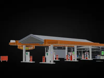 Low Poly Gas Station Model Low-poly 3D model