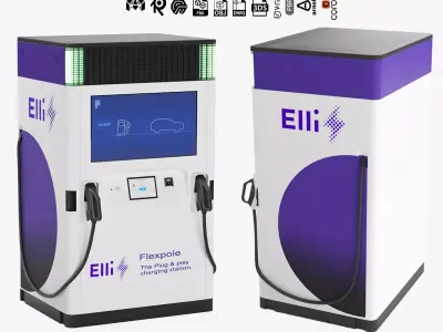 Flexpole the Flexible Fast EV Charging Station by Elli 3D model