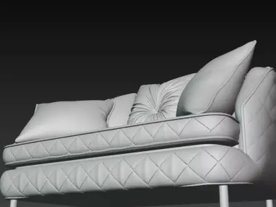 Modern Luxury Quilted Velvet Sofa 3D Model 3D model