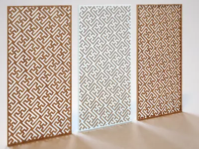 Partition three wooden panels 3D model