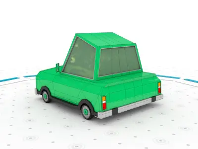 Green J - Low poly cartoon car 3D model