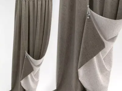 Curtains pair of 3D model