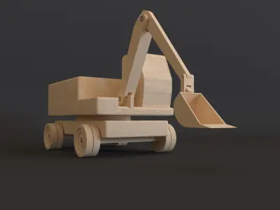 excavator wooden toy 3D model