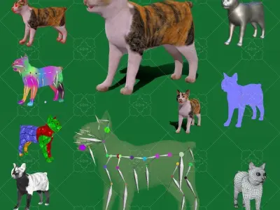 Japanese Bobtail Cat Low-poly 3D model