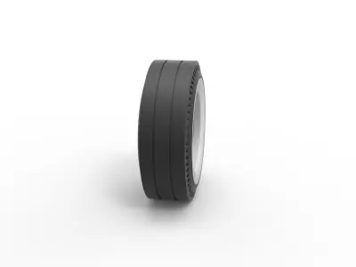 Whitewall rear tire of vintage dragster Version 4 Scale 1 to 25 3D print model