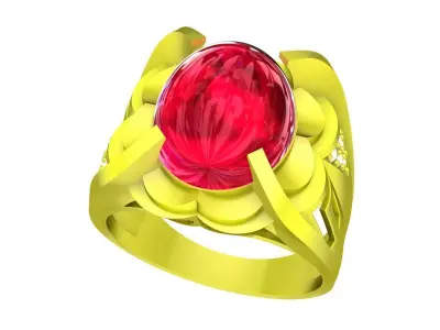 Luxury Floral Ruby Ring for Men 5401 3D print model