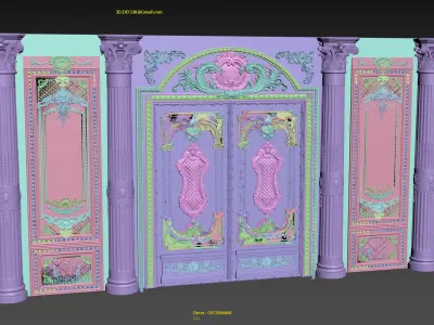 Classic Door Royal style gold plated 1 3D model