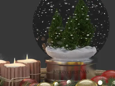 Christmas ball  and wreath 3D model