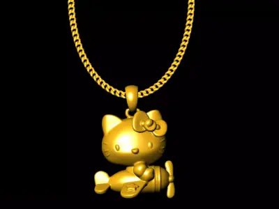 Kitty plane pendant charms - one inch pendant 3D print model