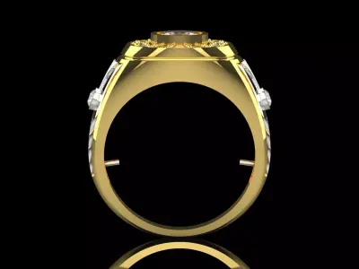 Mens Two-Tone Diamond stl 3dm Ring Classic Design Model mr0263 3D print model