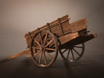 Medieval Dray Low-Poly Game-ready Low-poly 3D model