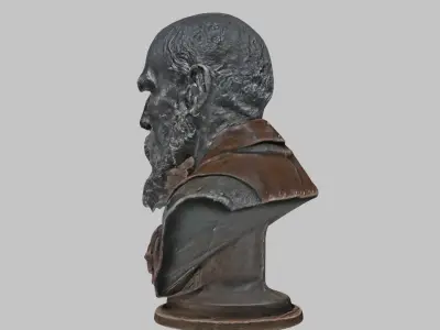 Brass Bronze Copper Man Bust figure Ornate - 3D Model Low-poly 3D model