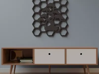 Wall art hexagon bonsai tree  3D print model