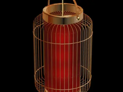 Chinese red cage lantern 3D model