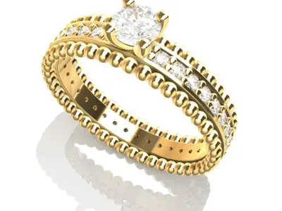 Engagement and Wedding Ring 3D print model