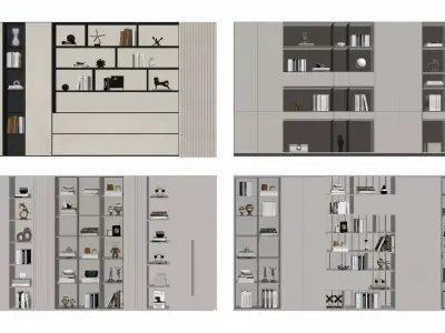 Modern Light Luxury Bookcase 3D model