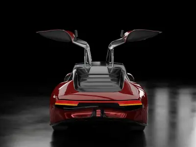 Generic Futuristic police and taxi supercar with gullwing doors 3D model