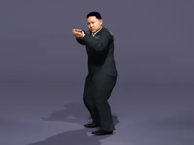  Realistic Asian Male Character Kim Jong-un Fat man North Korea 3D model