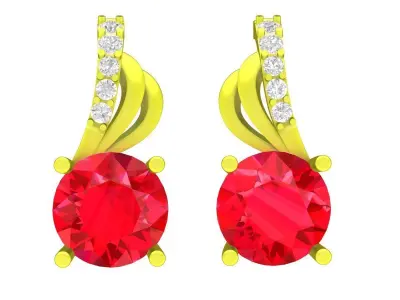 Elegant Round Cut Gemstone Drop Earrings for Women 5807 3D print model