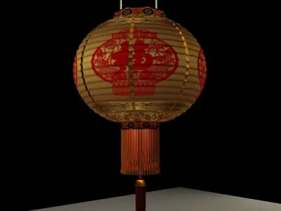 Chinese Red Lantern 3D model 8