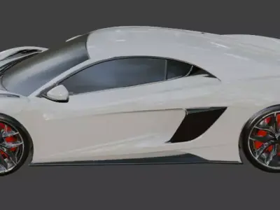 White Supercar 3D Model 3D model