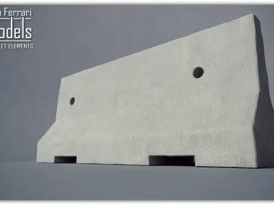 Road Barrier Low-poly 3D model