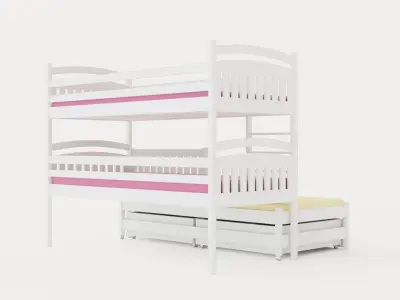 Alea Bunk Bed 90x200 With Extra Bed And Storage 3 Pers Low-poly 3D model