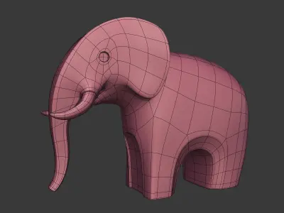 Elephant Figurine Low-poly 3D model