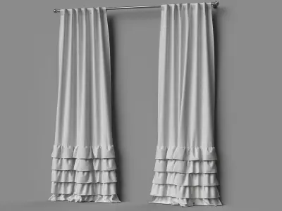 Evelyn Ruffle Bottom Curtain Panel 3D model