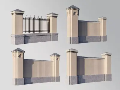 lassic fence PIERS FOR GATES 3D model