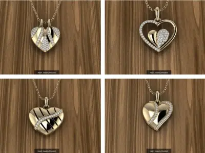 15 sets of luxury heart charms 3D print model